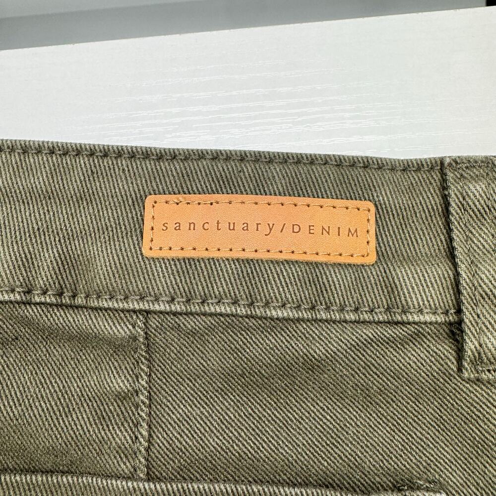 NWOT Sanctuary Denim The Marine Wide Leg Crop Jeans 29 Army Green Patch Pocket - Picture 11 of 16